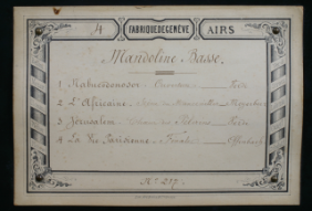 Programm, Music Box Mandoline Basse, 4 melodies, B. Troll Fils, Geneva around 1875