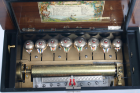 Music Box Harmonie Zither, 8 melodies open, Karrer, Teufenthal around 1890