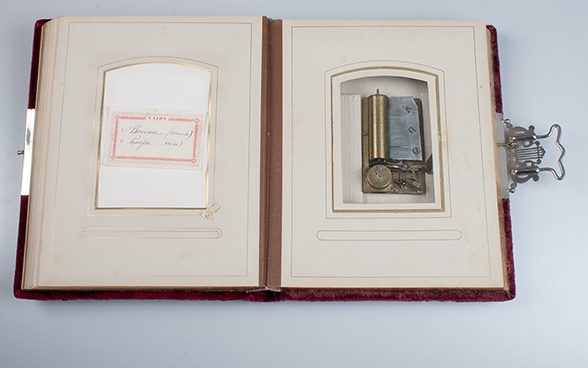 Photo album with musical mechanism, interior view