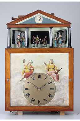 Orologio da pavimento con meccanismo a flauto e automa figurato